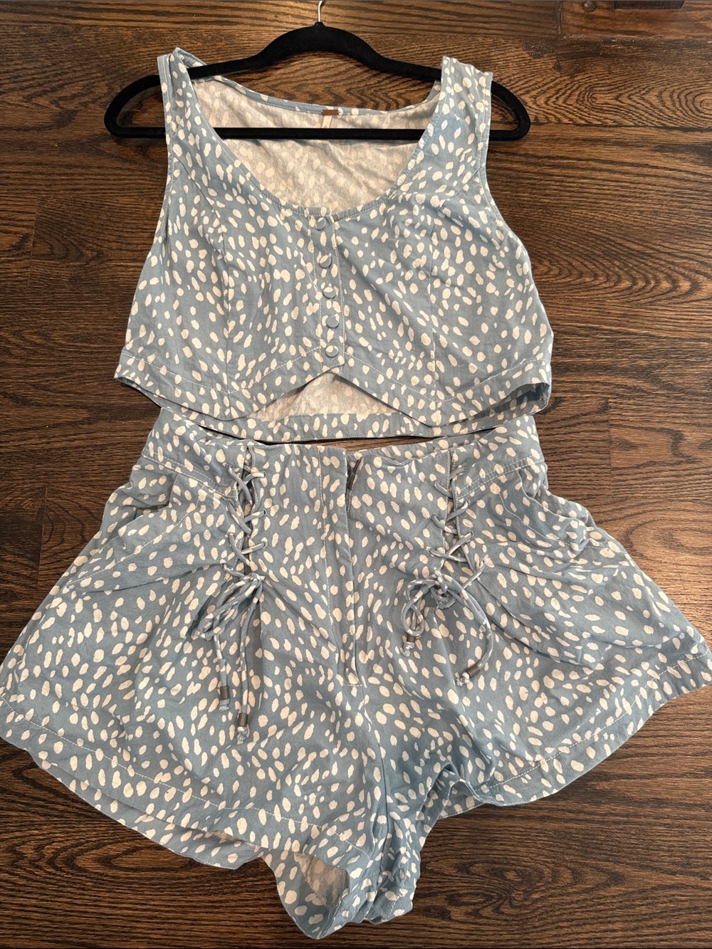 Free People Blue and White Printed Set